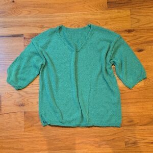 Women's Green V-Neck Sweater